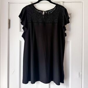 Torrid Black Lace Yoke Flutter Sleeve Top - Size 2